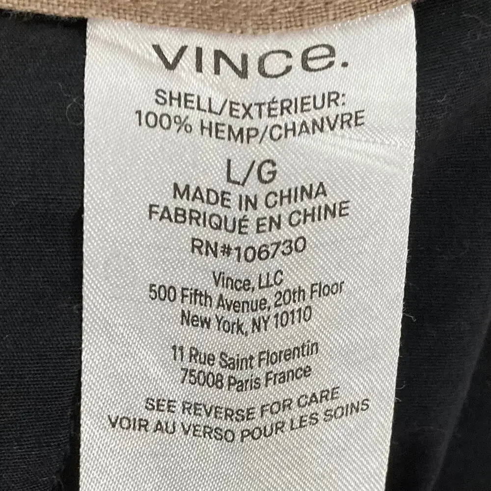 Nwot VINCE Pants Men L Tan-Brown Hemp Drawstring Pocket Ankle Chino